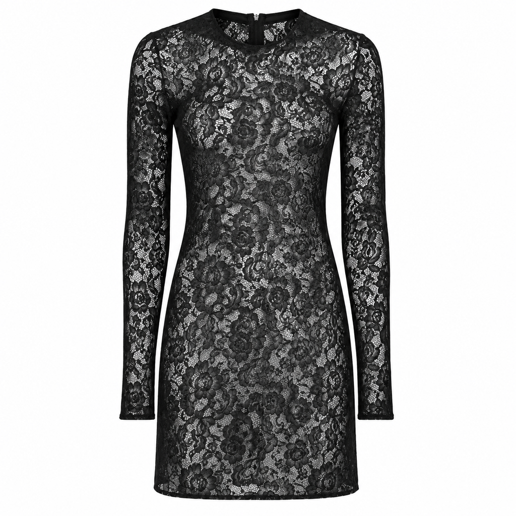 Dolce & Gabbana Man Dress Semitrasparente Sleeve Long Black