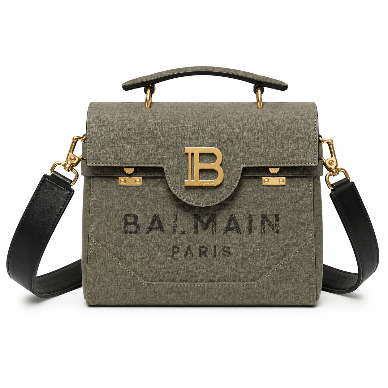 Balmain Woman b-buzz Handle Bag Green