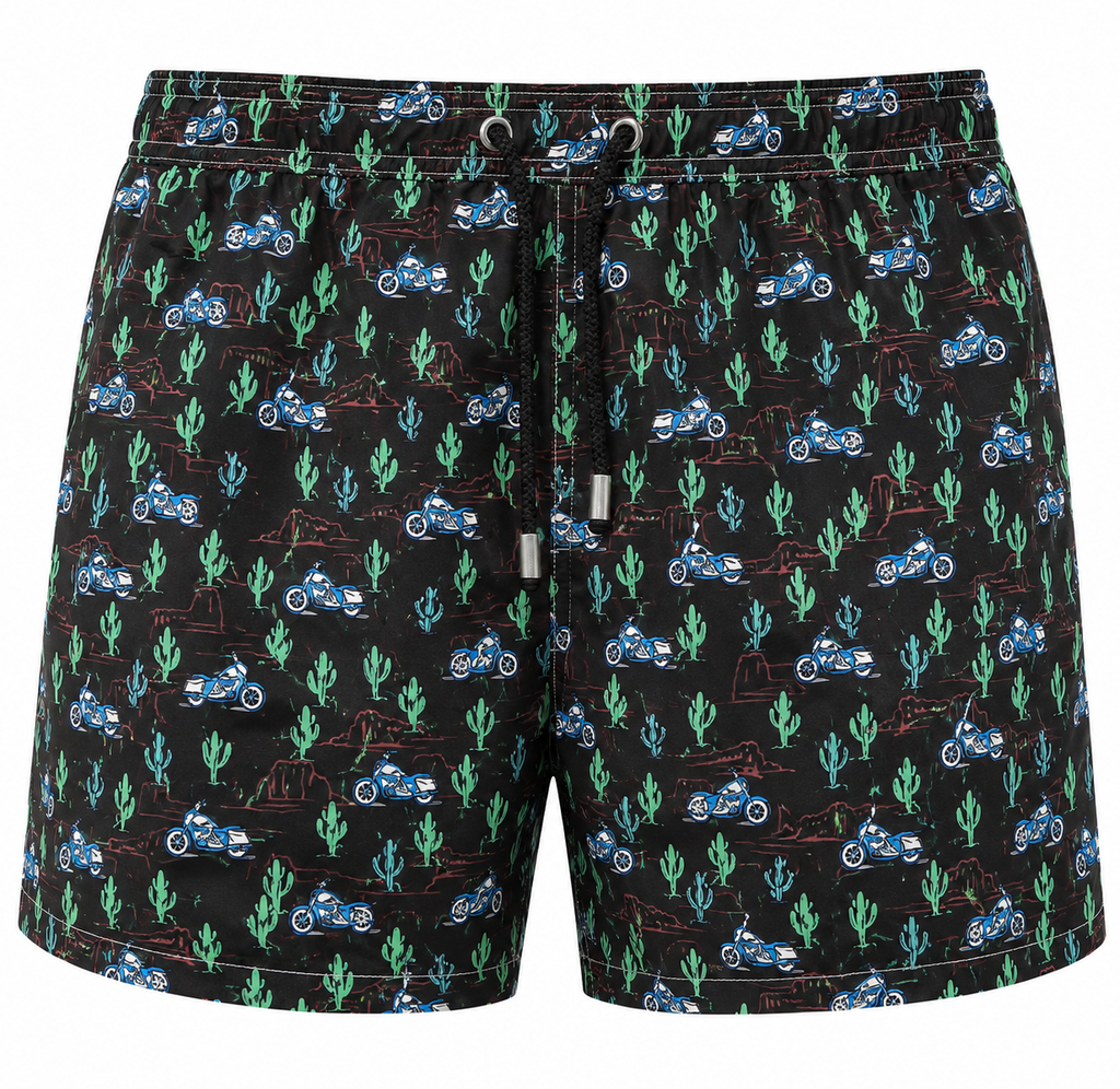 MC2 Saint Barth Man Micro Patterned Coast Swimwear Black