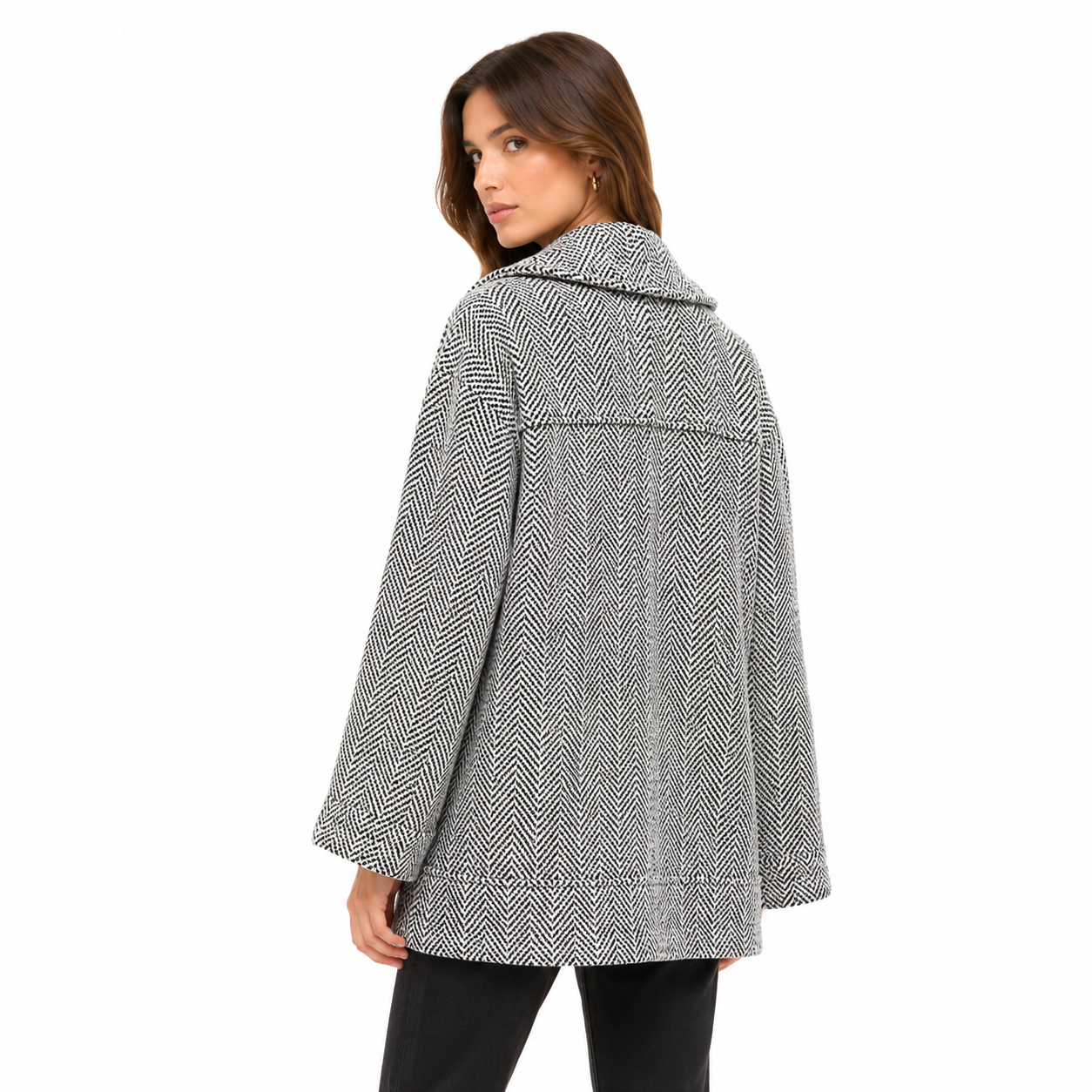 Patrizia Pepe Woman Coat Black Granit White