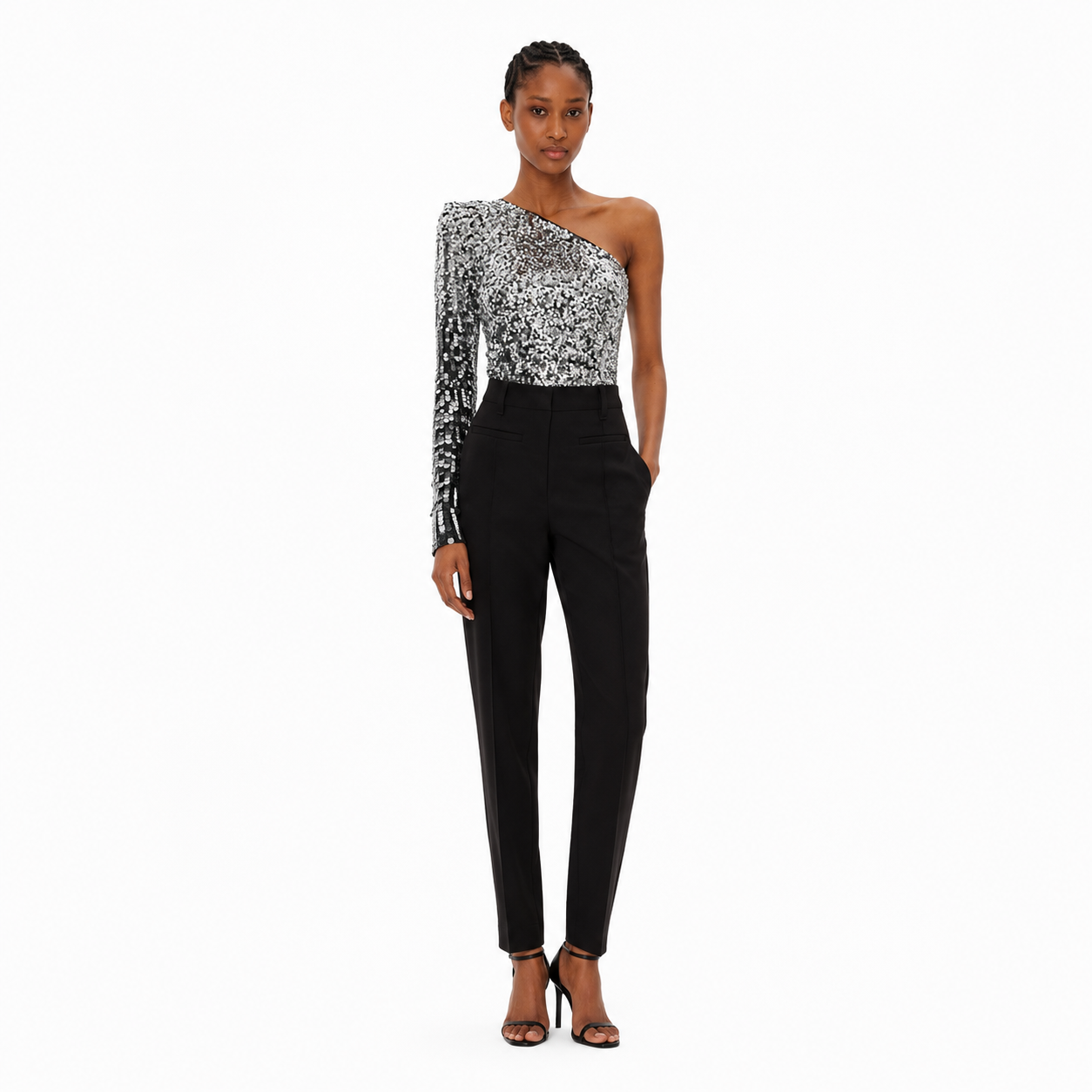 Patrizia Pepe Damen-Body Pailletten Grau