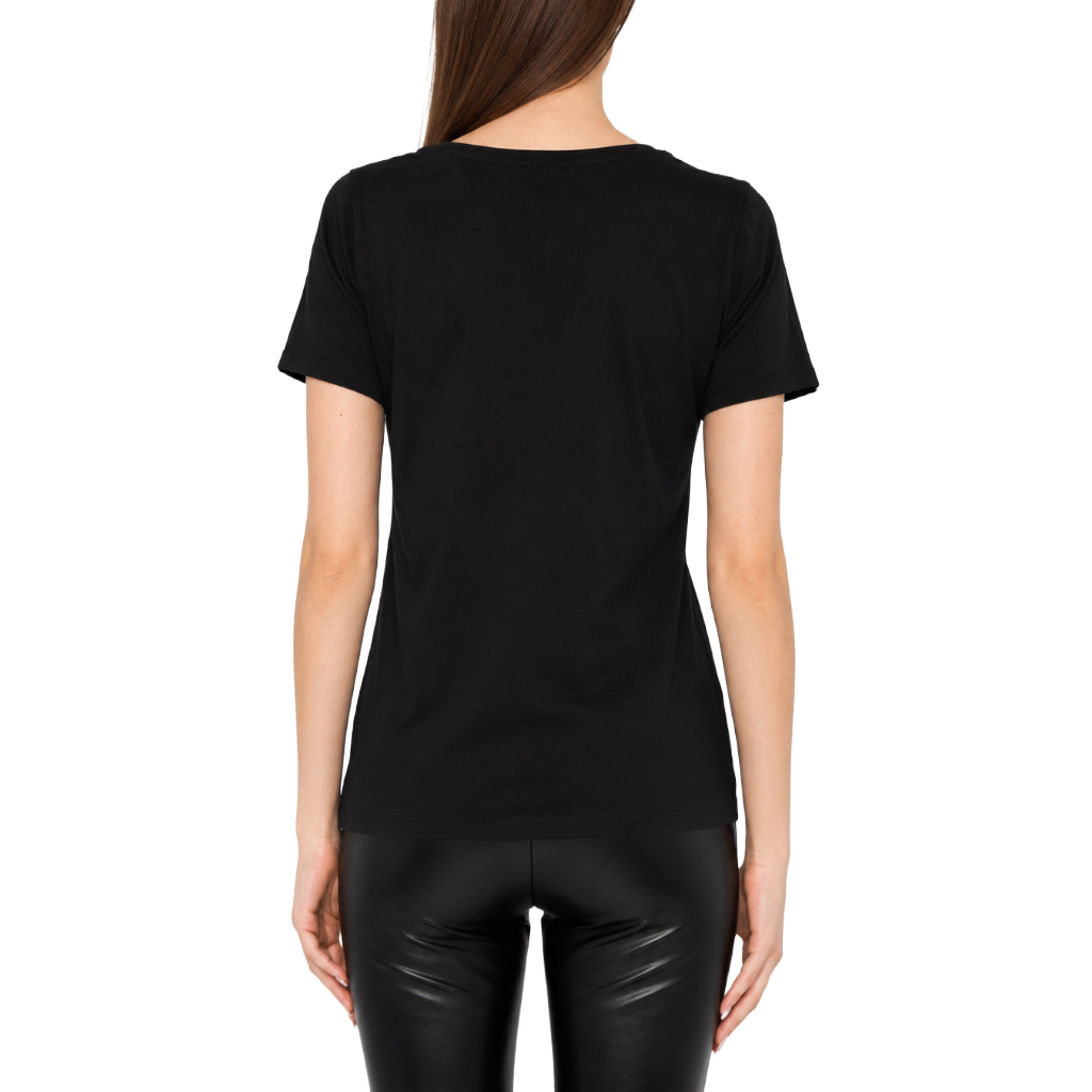 Patrizia Pepe Damen T-Shirt Strass Schwarz
