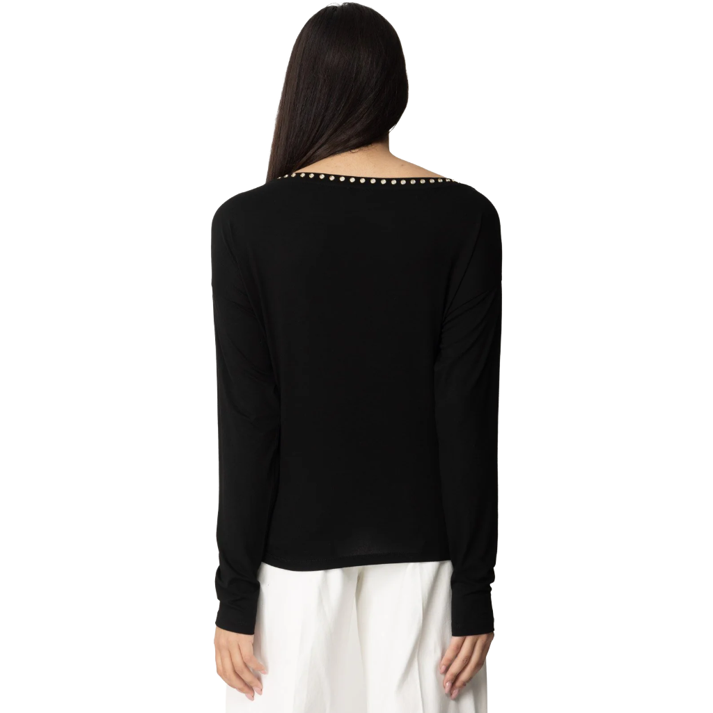 Patrizia Pepe Damen T-Shirt Langarm Schwarz