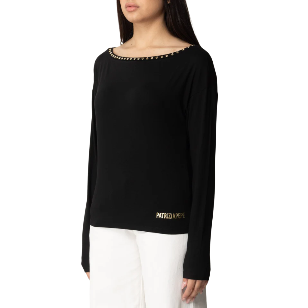 Patrizia Pepe Damen T-Shirt Langarm Schwarz