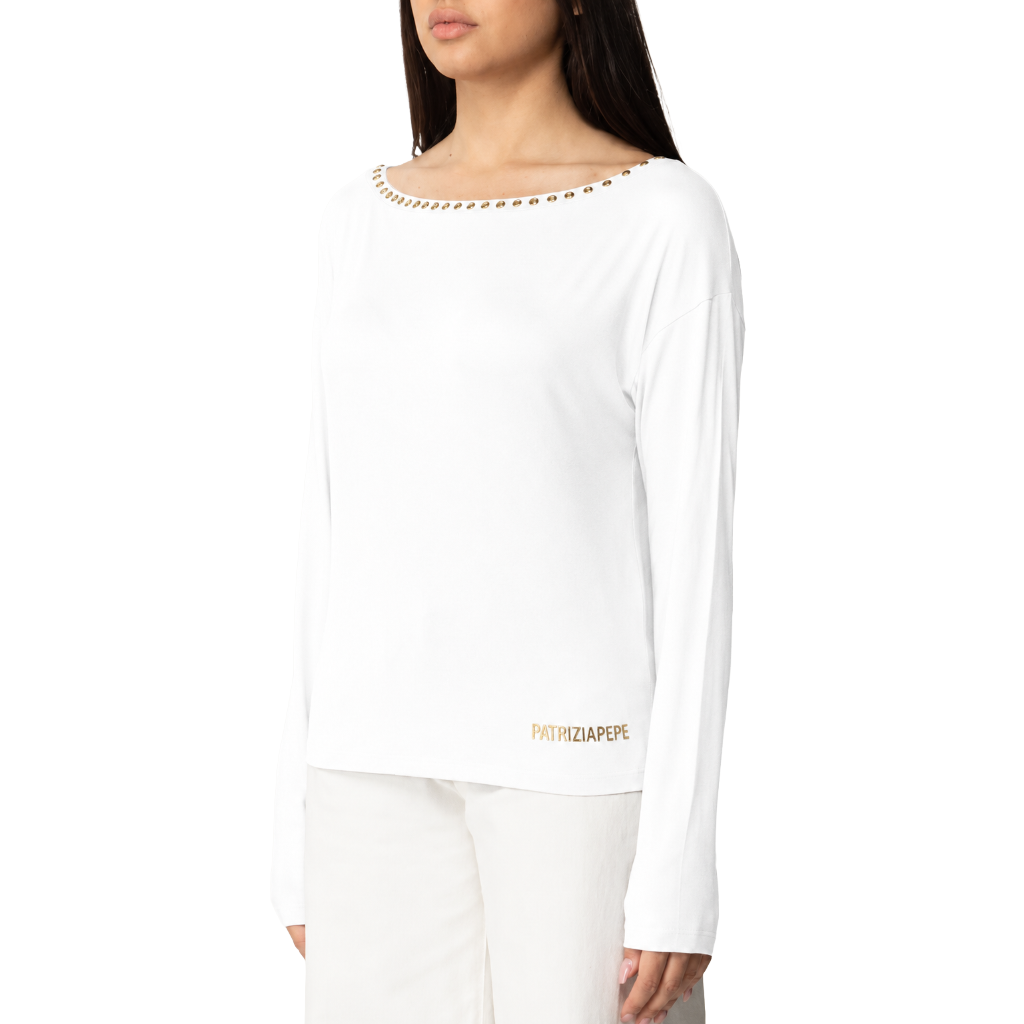 Patrizia Pepe Damen Langarmshirt Weiß