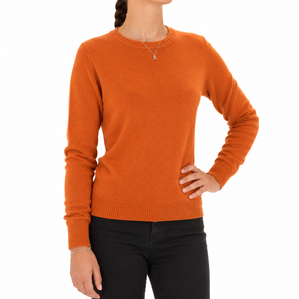 Emilio Romanelli Woman Knit Cashmere Crew Neck Orange