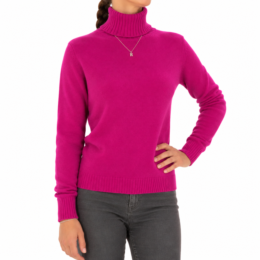 Emilio Romanelli Woman Knit Cashmere Turtleneck Fuchsia