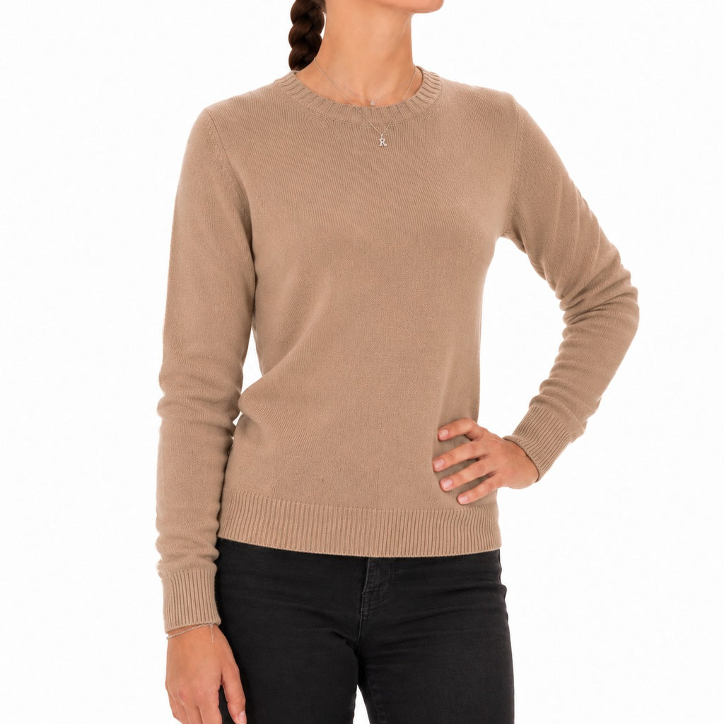Emilio Romanelli Woman Knit Cashmere Crew Neck Beige