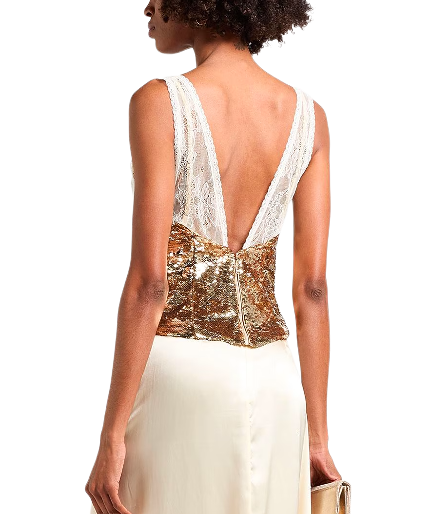 Patrizia Pepe Woman Top Sequins Gold Yellow