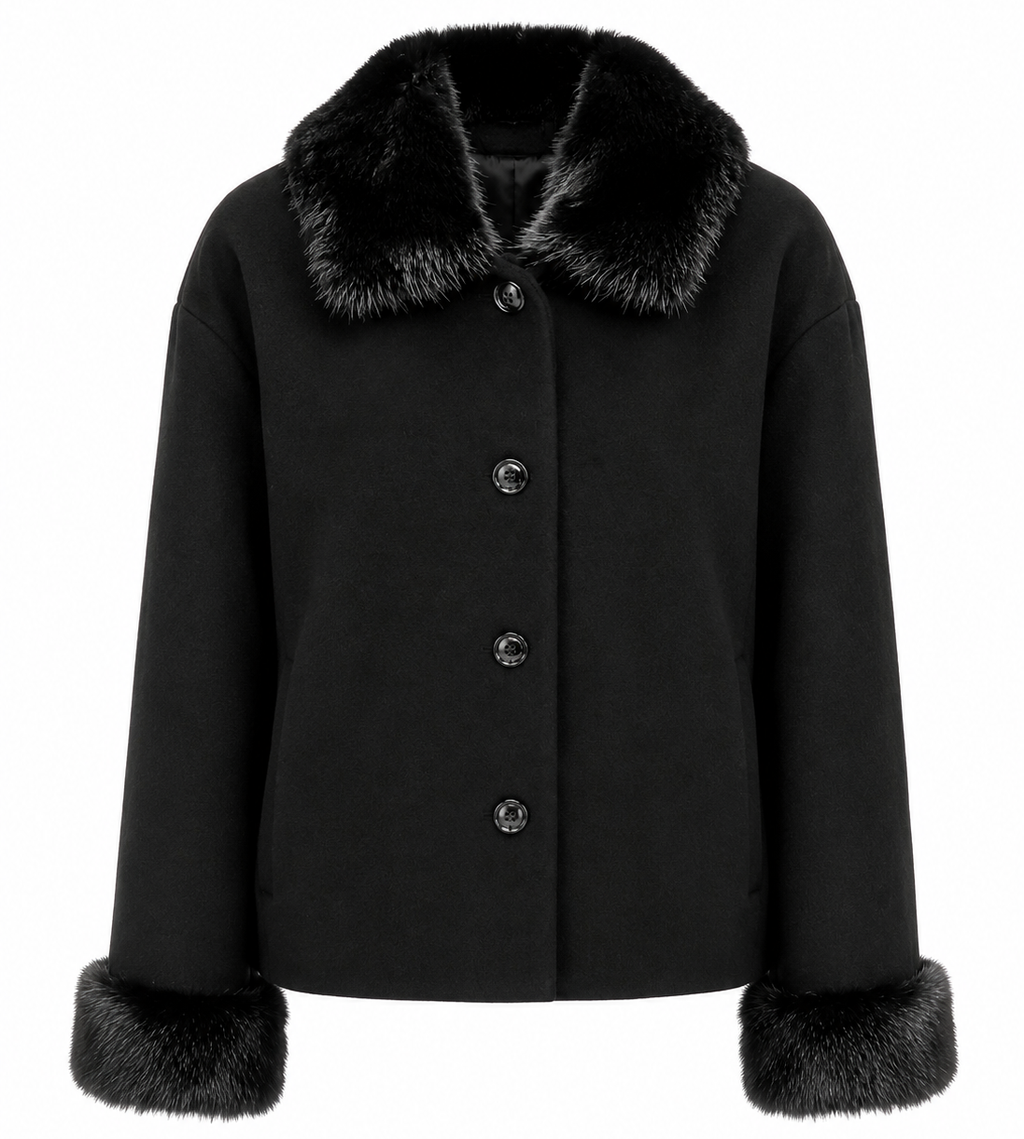 Loro Piana Fabric Woman Coat Short Pelliccia Black