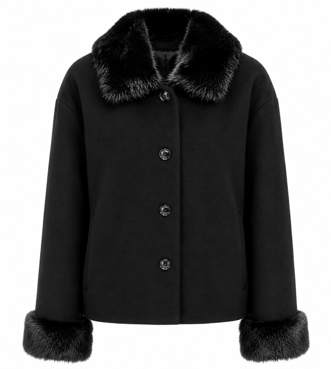 Loro Piana Fabric Woman Coat Short Pelliccia Black
