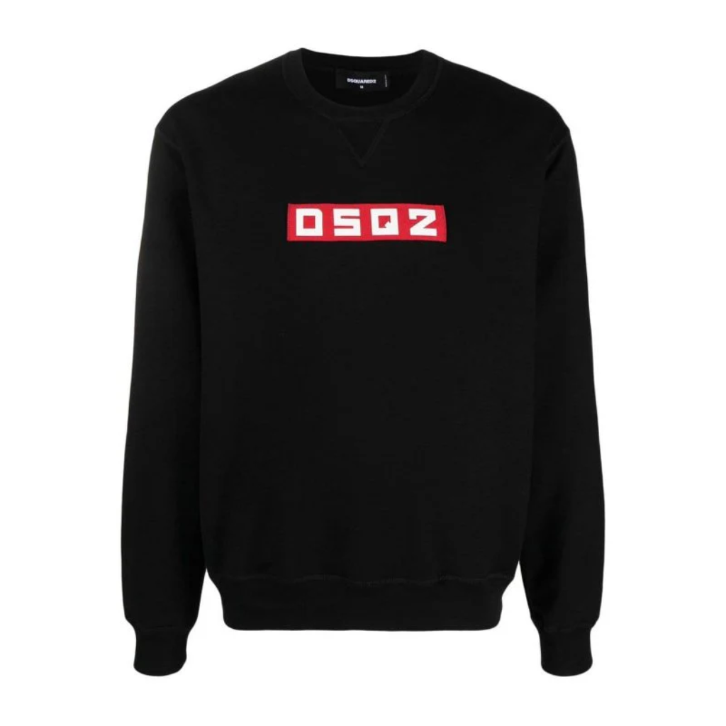 Dsquared2 Herren Sweatshirt Rundhals-Ausschnitt Patch Schwarz