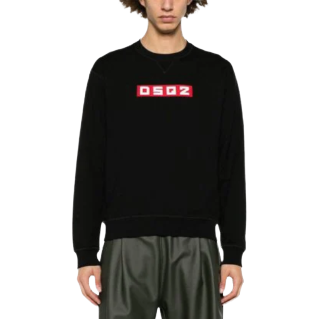 Dsquared2 Herren Sweatshirt Rundhals-Ausschnitt Patch Schwarz