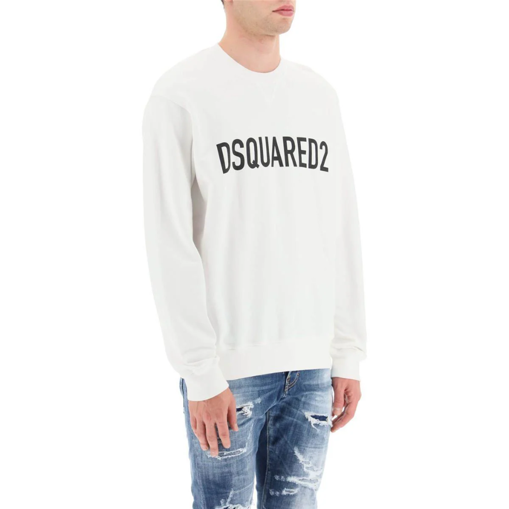 Dsquared2 Man Sweatshirt Crew Neck Print White