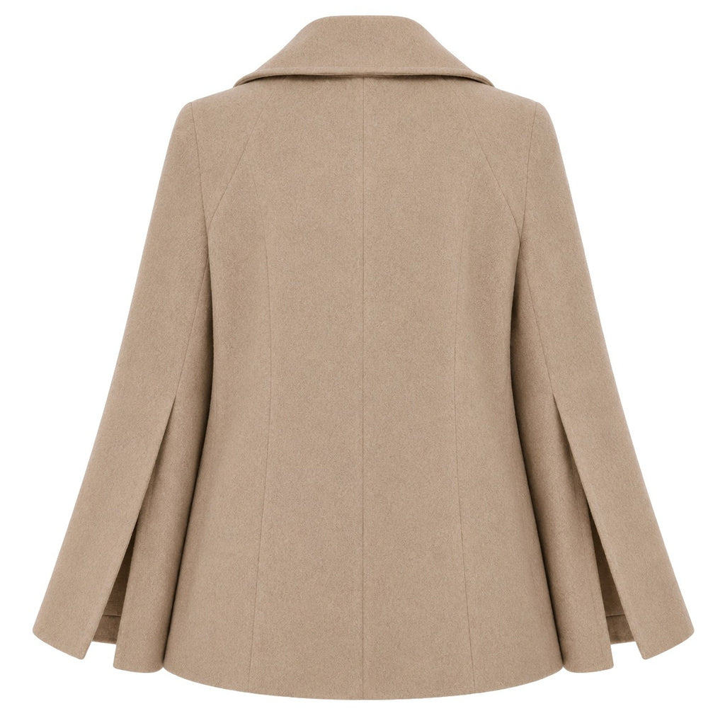 Loro Piana Fabric Woman Peacoat Double-Breasted Kimono Coats Beige