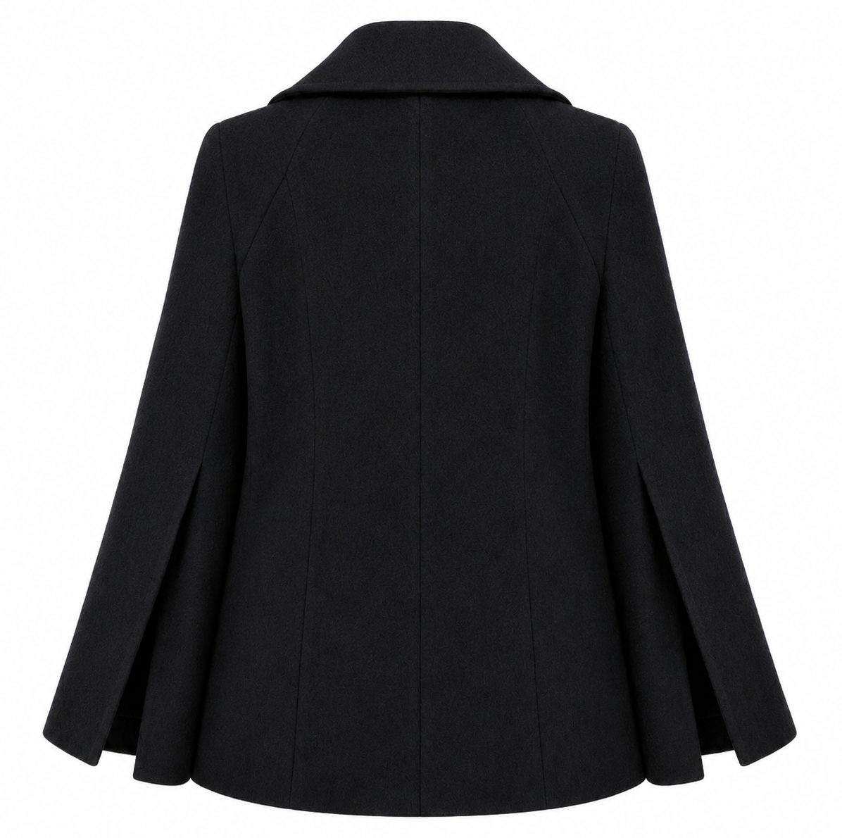 Loro Piana Fabric Woman Peacoat Double-Breasted Kimono Coats Black