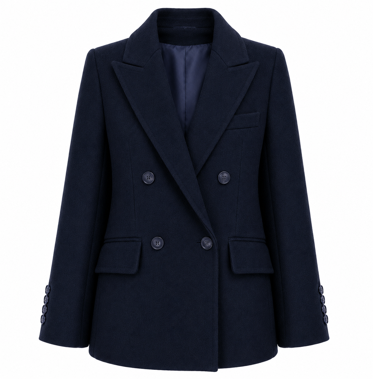 Loro Piana Fabric Woman Coat Short Double-Breasted Blue