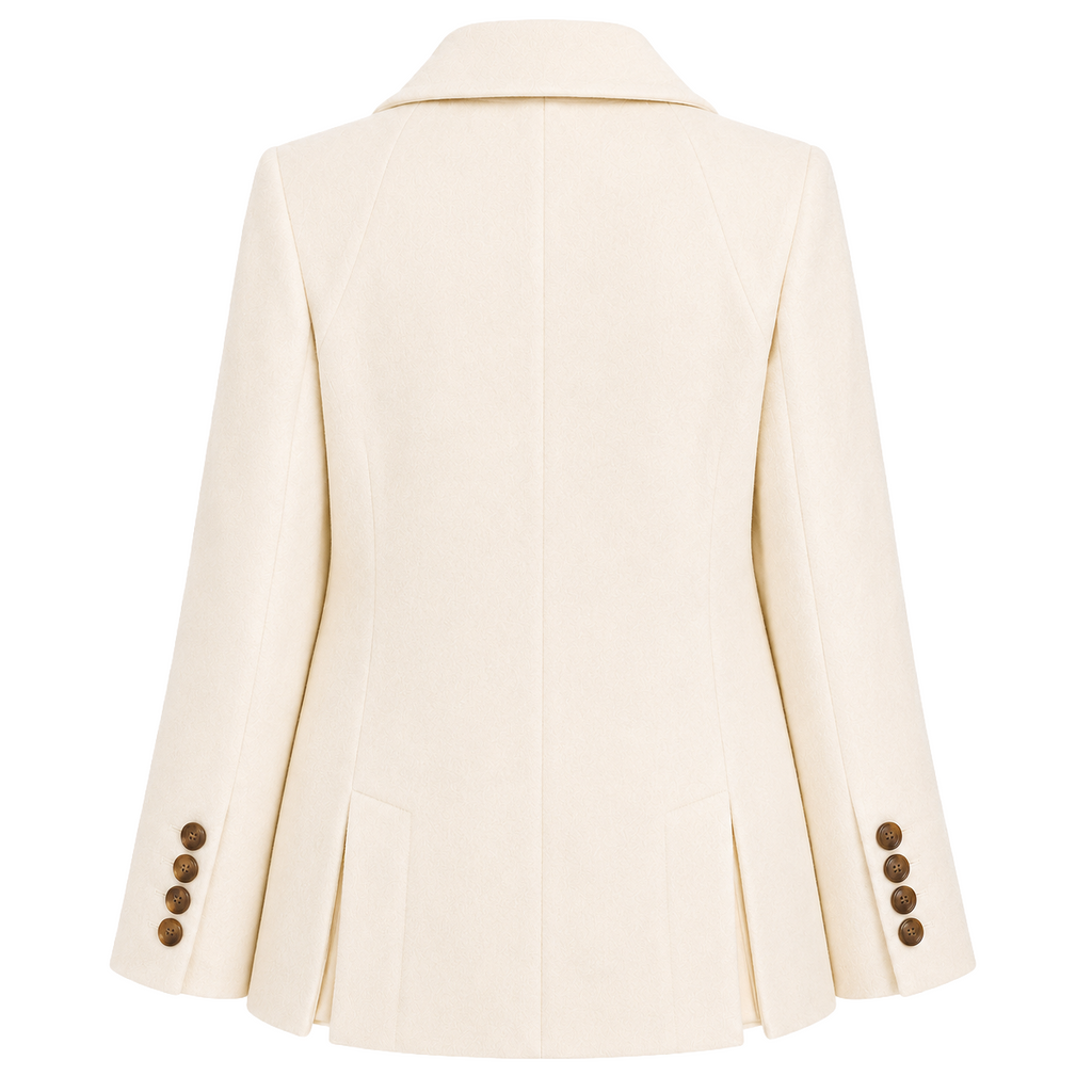 Loro Piana Fabric Woman Coat Short Double-Breasted Cream White