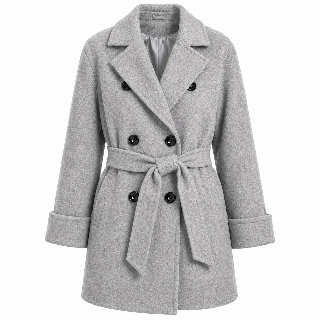 Loro Piana Fabric Woman Coat Peacoat Double-Breasted Grey