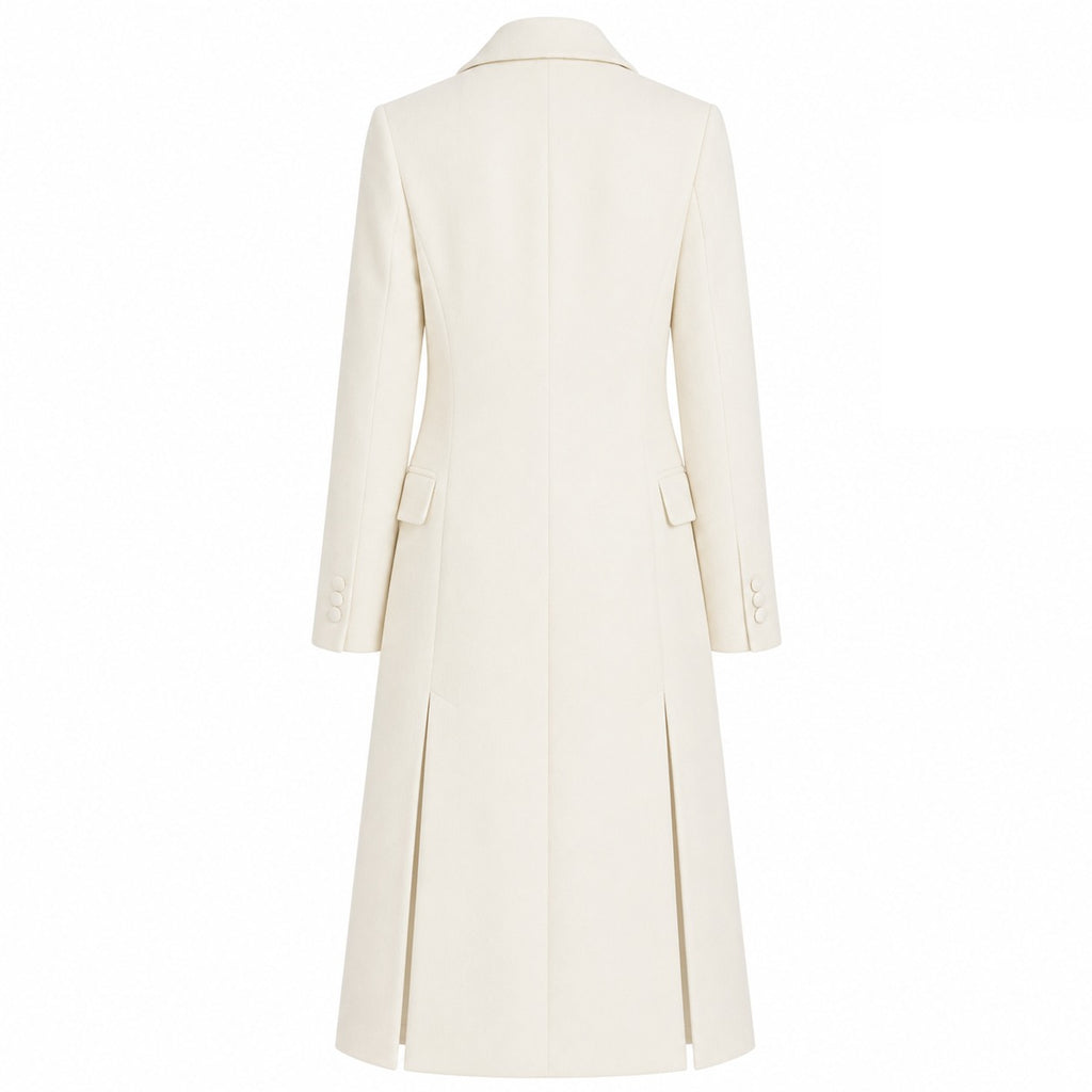 Loro Piana Fabric Woman Coat Long Lapel Satin White