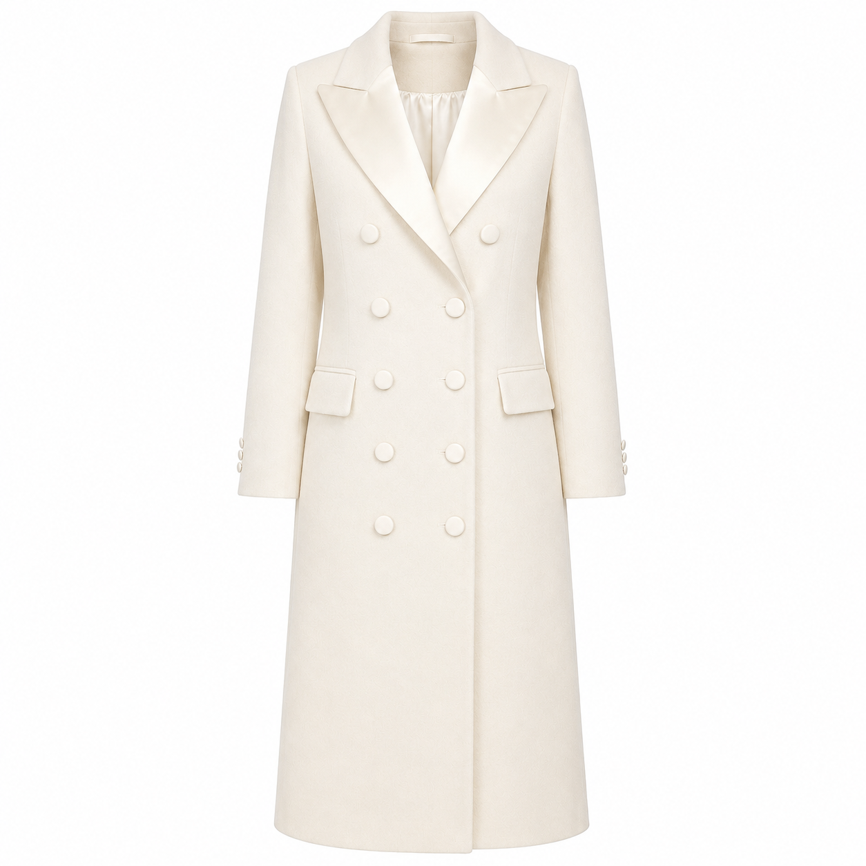 Loro Piana Fabric Woman Coat Long Lapel Satin White