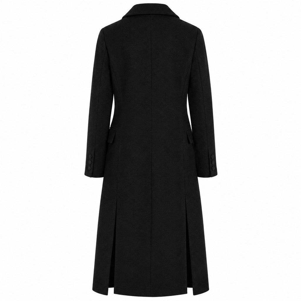 Loro Piana Fabric Woman Coat Long Lapel Satin Black