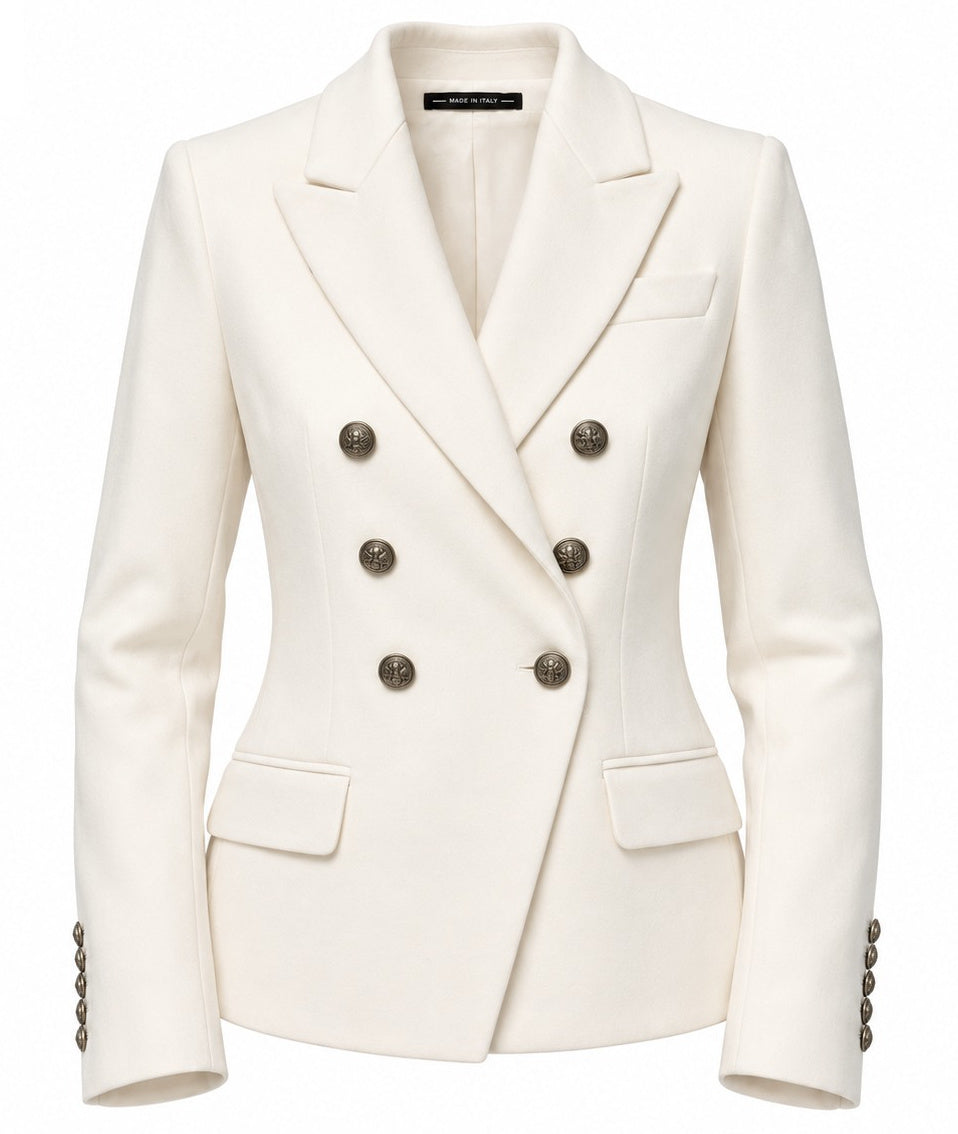 Loro Piana Stoff Damen Doppelreiher Cremeweiß