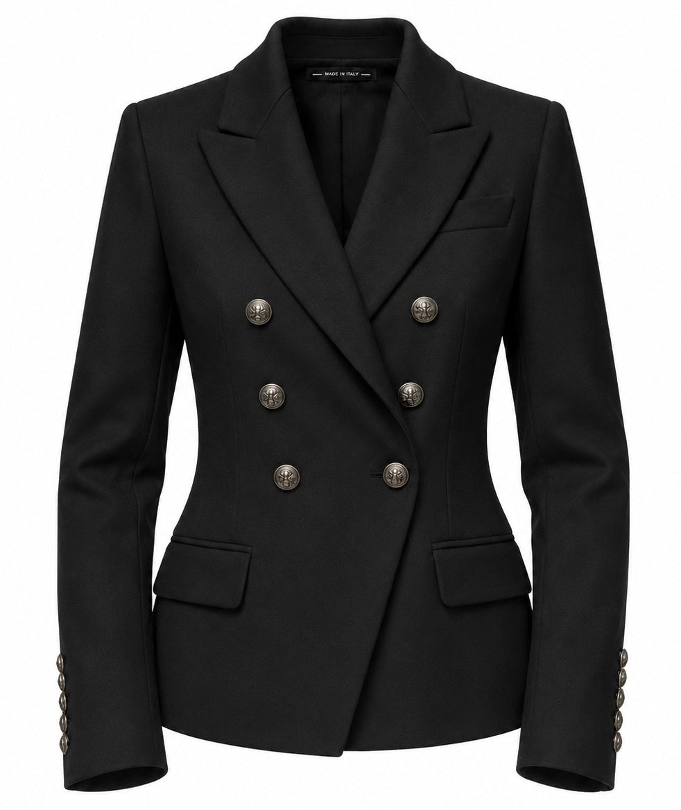Loro Piana Stoff Damen Jacke Zweireihig Schwarz