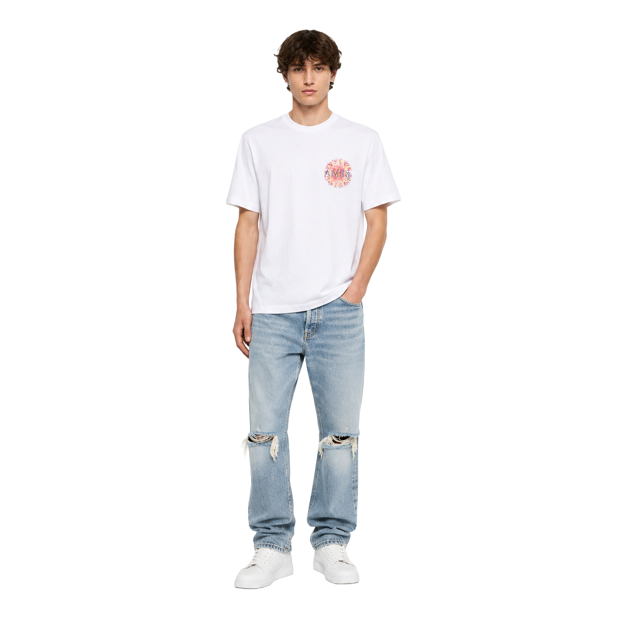 Amiri Man Sun Tee T-Shirts Tops White