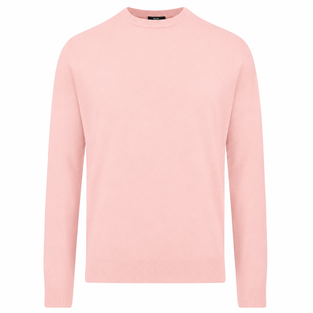Alpha Studio Man Knit Crew Neck Silk Cashmere Pink