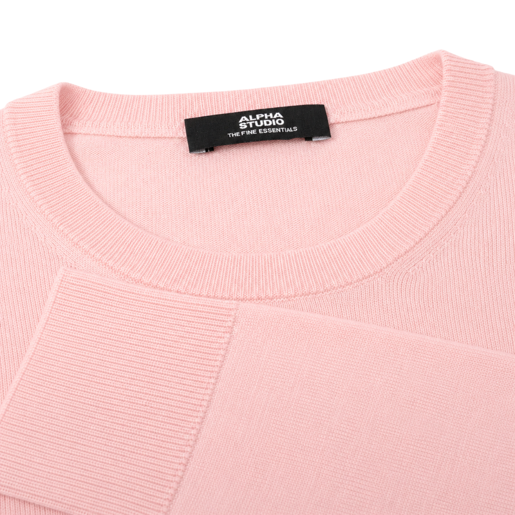 Alpha Studio Man Knit Crew Neck Silk Cashmere Pink
