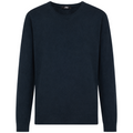 Alpha Studio Man Knit Crew Neck Silk Cashmere Blue