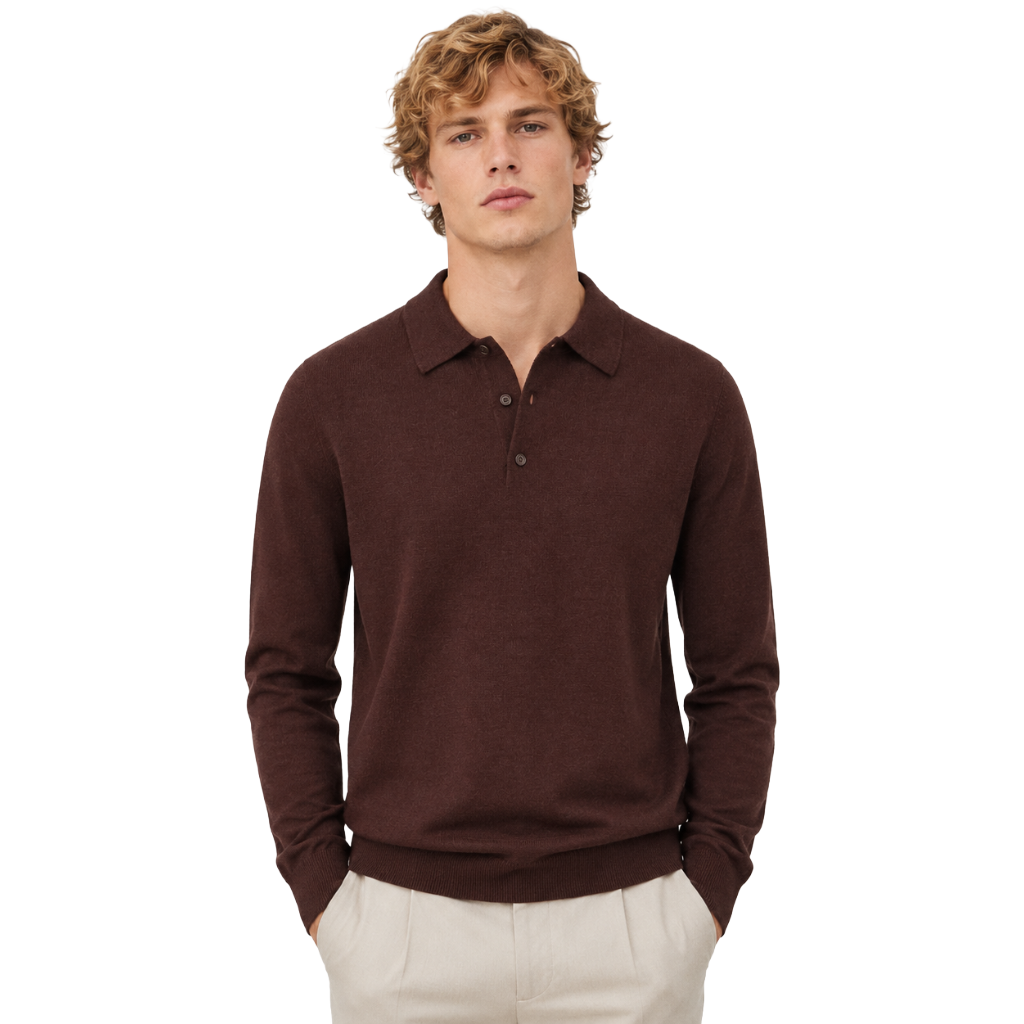 Alpha Studio Man Polo Silk Cashmere Brown