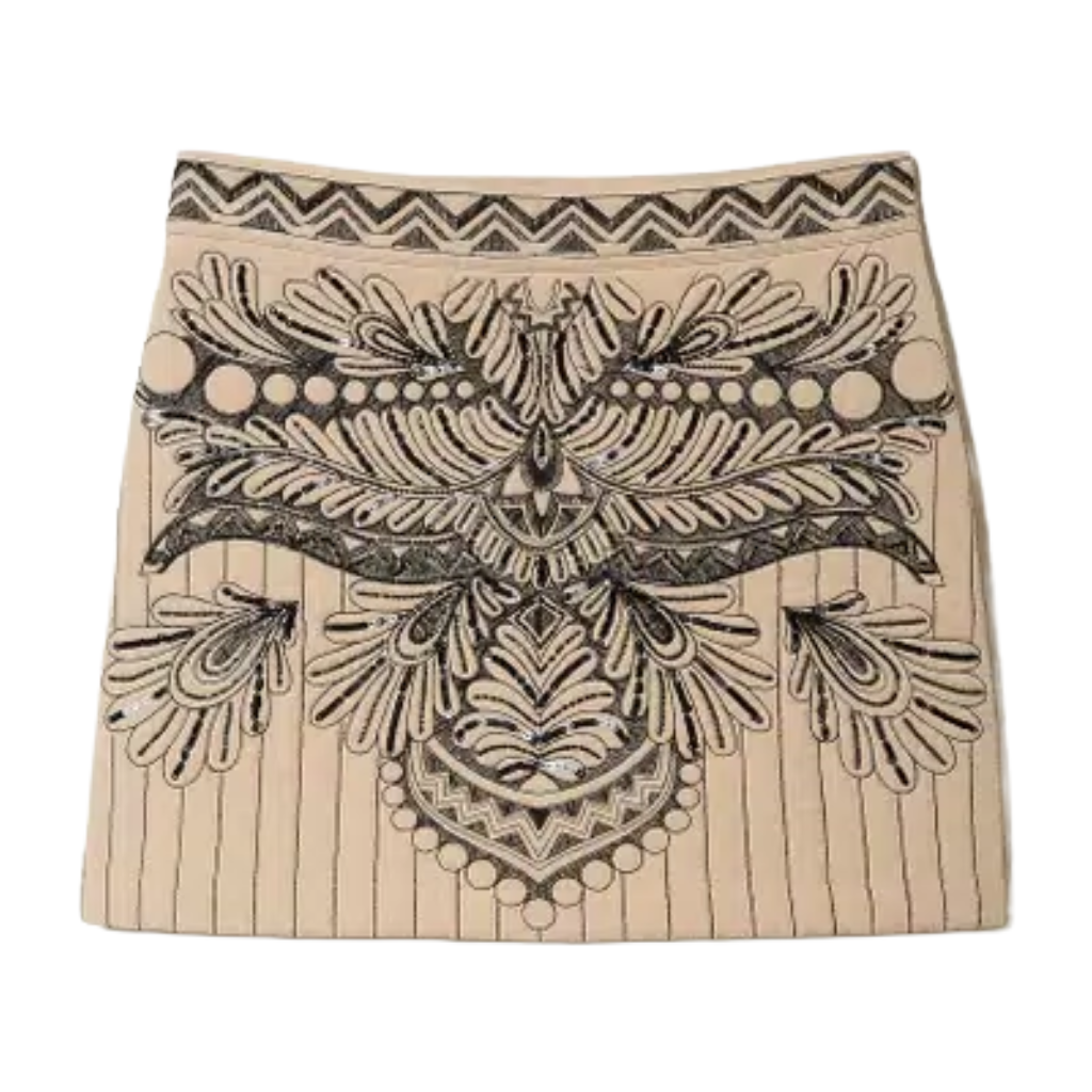 Twinset Damen Gesteppter Minirock Bestickter Mano Röcke Beige