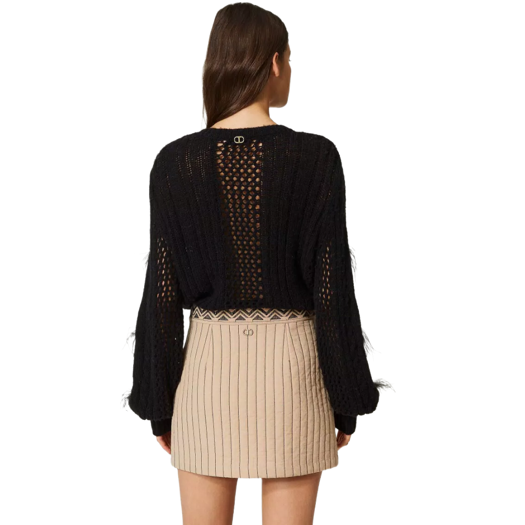 Twinset Damen Gesteppter Minirock Bestickter Mano Röcke Beige