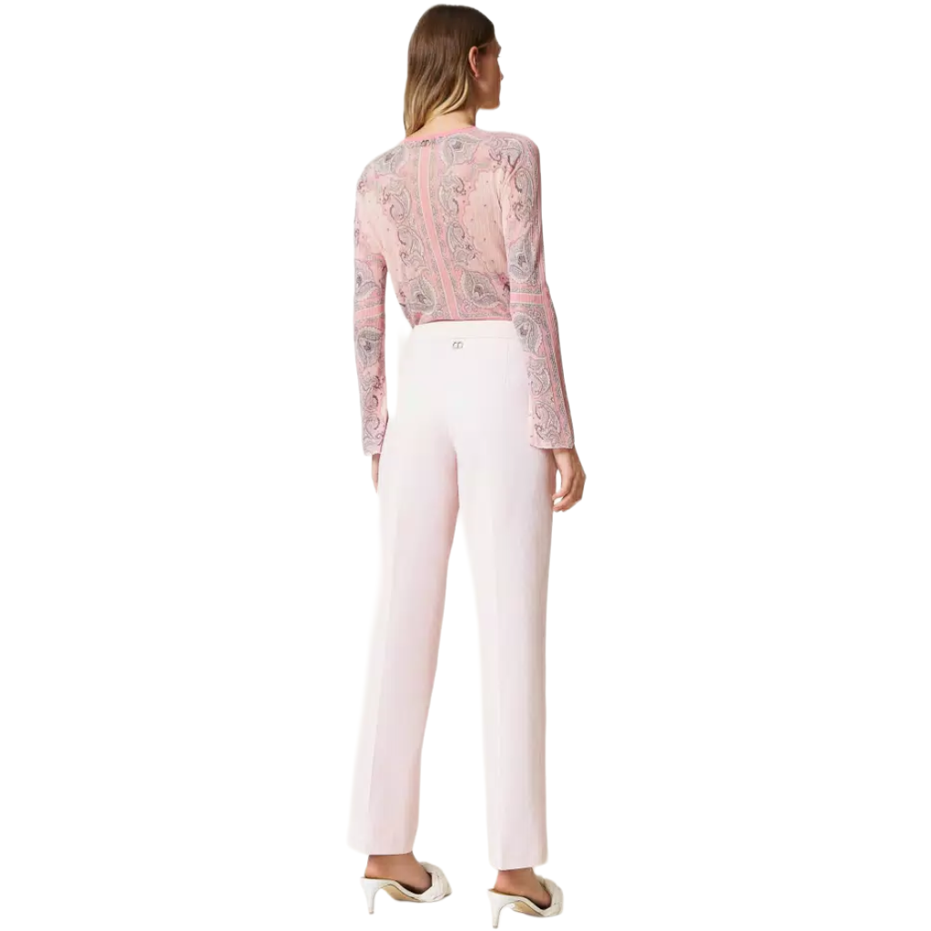 Twinset Woman Trousers Maschile Gesso Pink