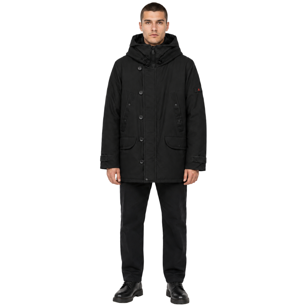 Peuterey Herren Daunenjacke Fadi Eco Pelz Schwarz