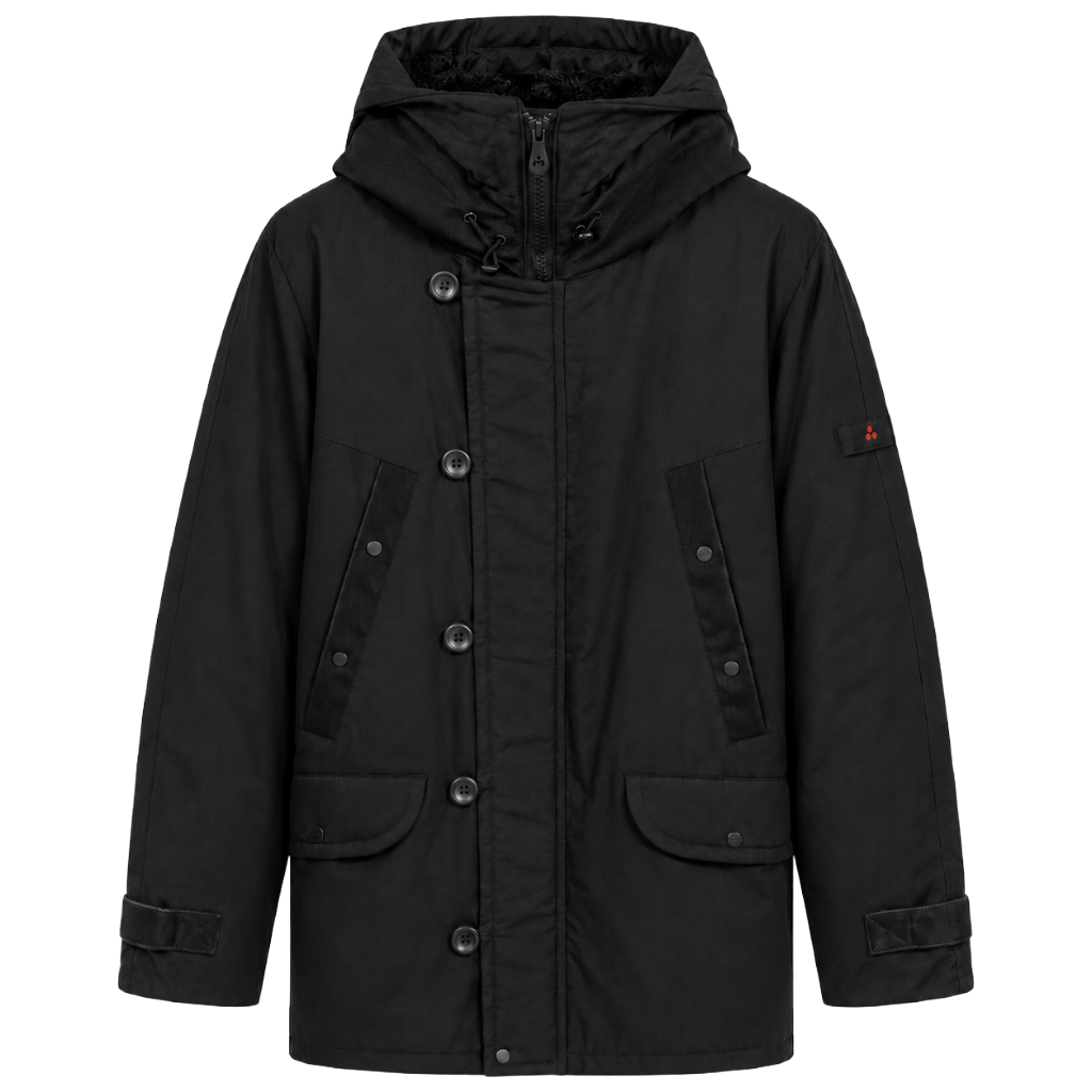 Peuterey Herren Daunenjacke Fadi Eco Pelz Schwarz
