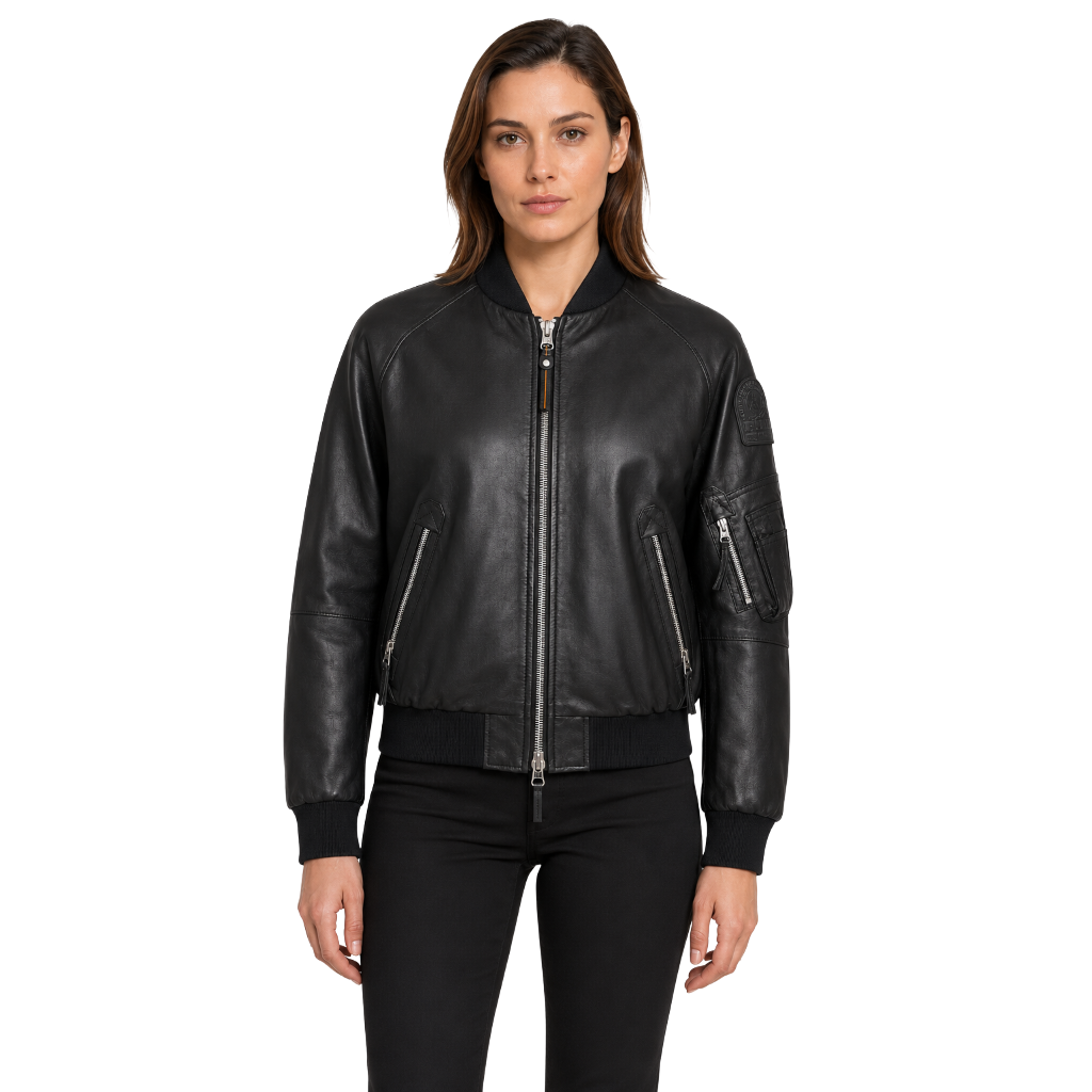 Parajumpers Damen Bomberjacke Faurel Leder Schwarz
