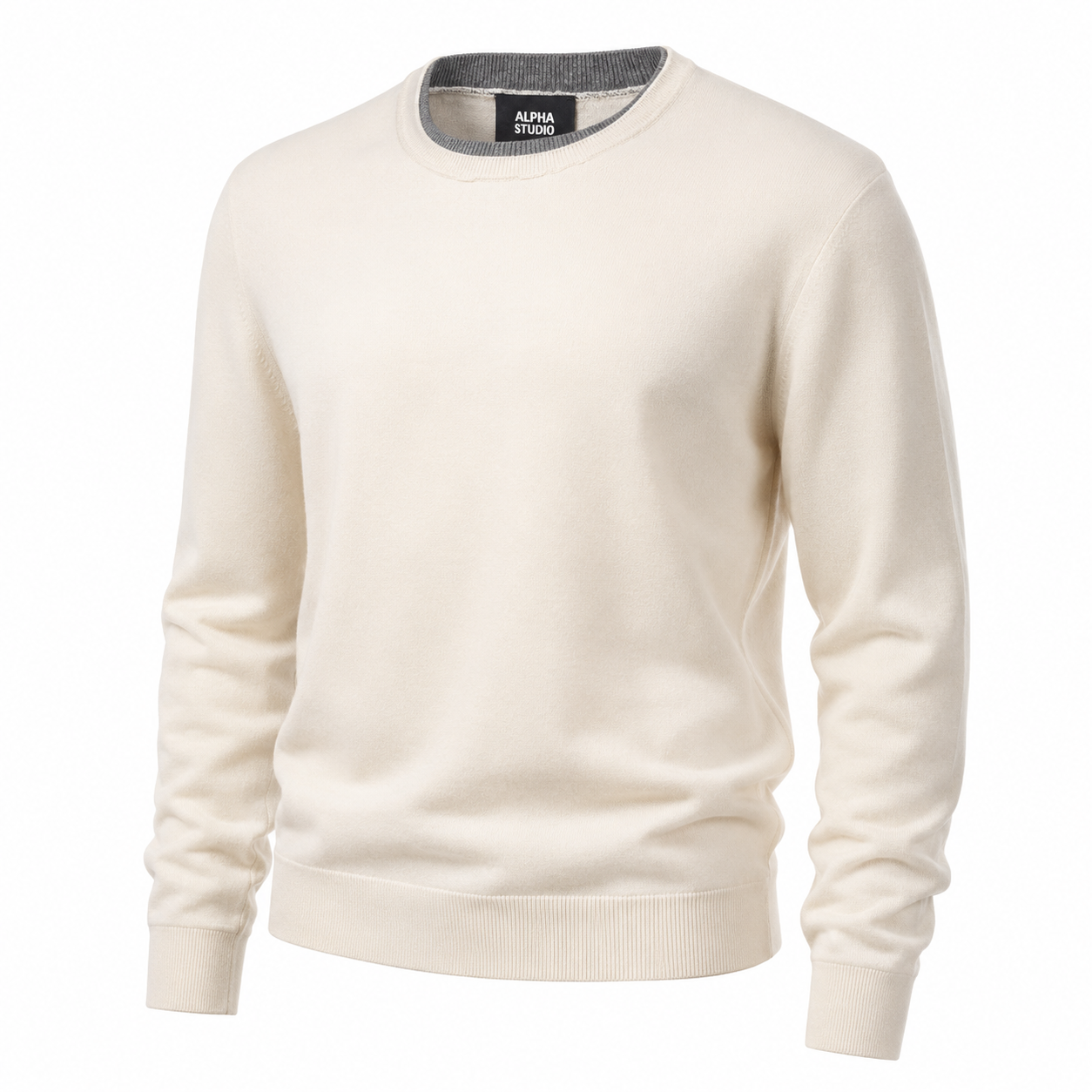 Alpha Studio Man Knit Doppio Neck Beige
