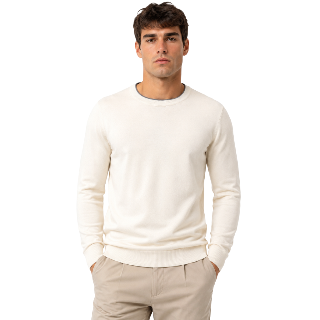 Alpha Studio Man Knit Doppio Neck Beige