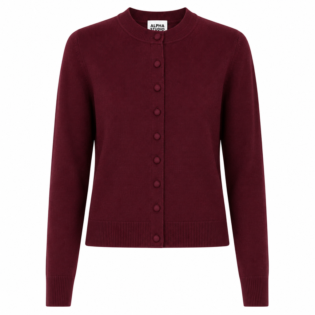 Alpha Studio Woman Rebecca Cropped Long Retrò Sweaters Red