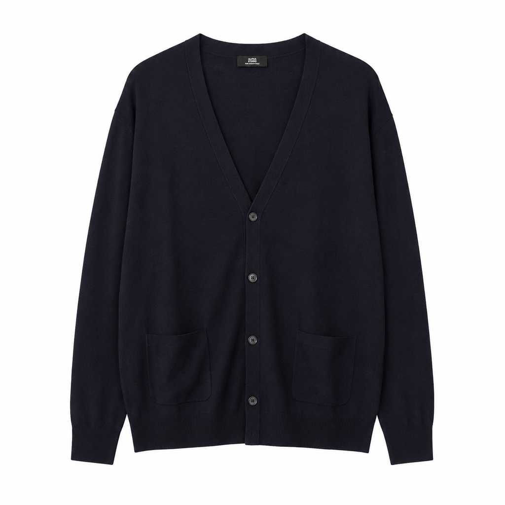 Alpha Studio Man Cardigan Ultrafino Blue