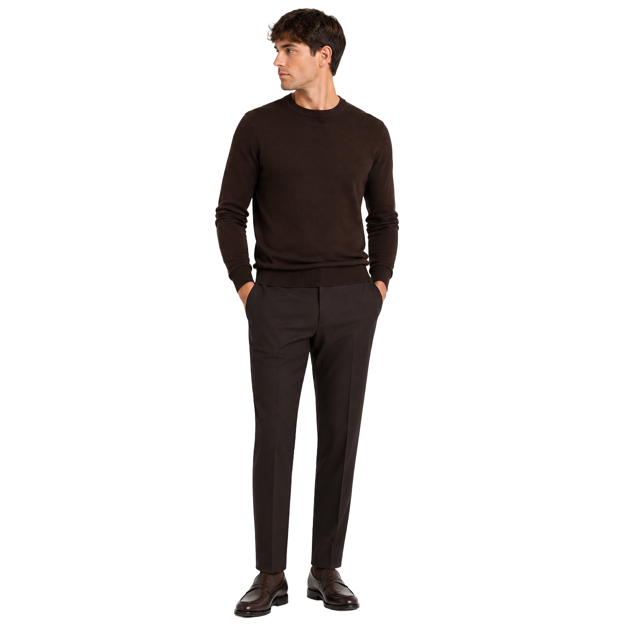 Alpha Studio Man Knit Gircollo Wool Merino Brown