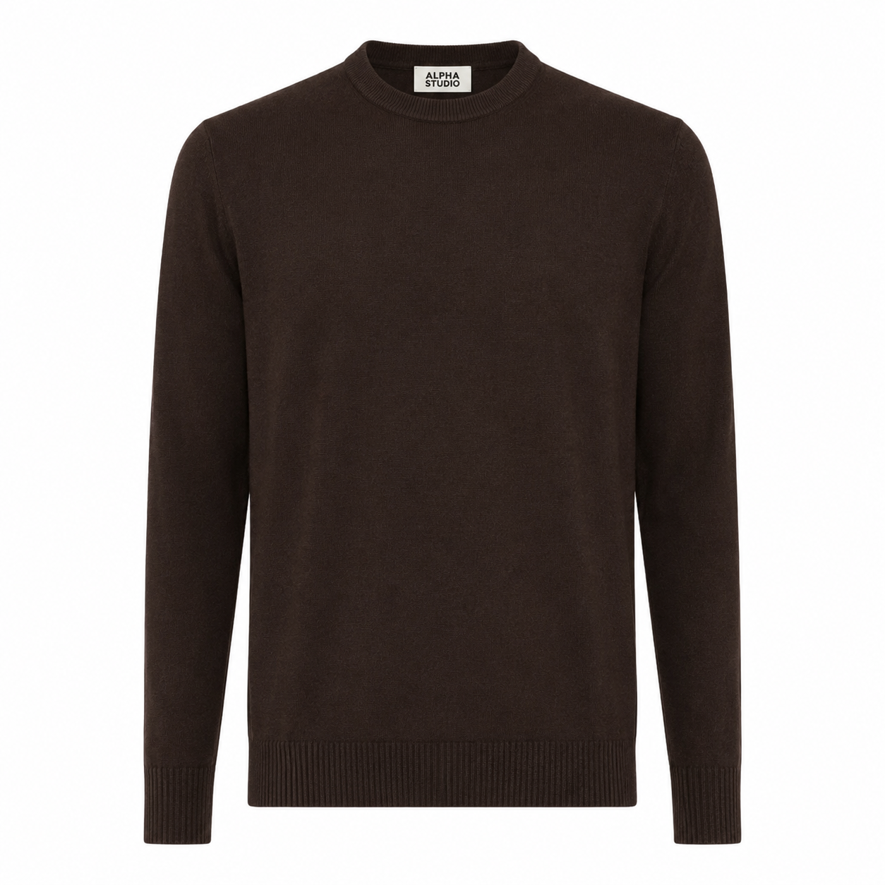 Alpha Studio Man Knit Gircollo Wool Merino Brown