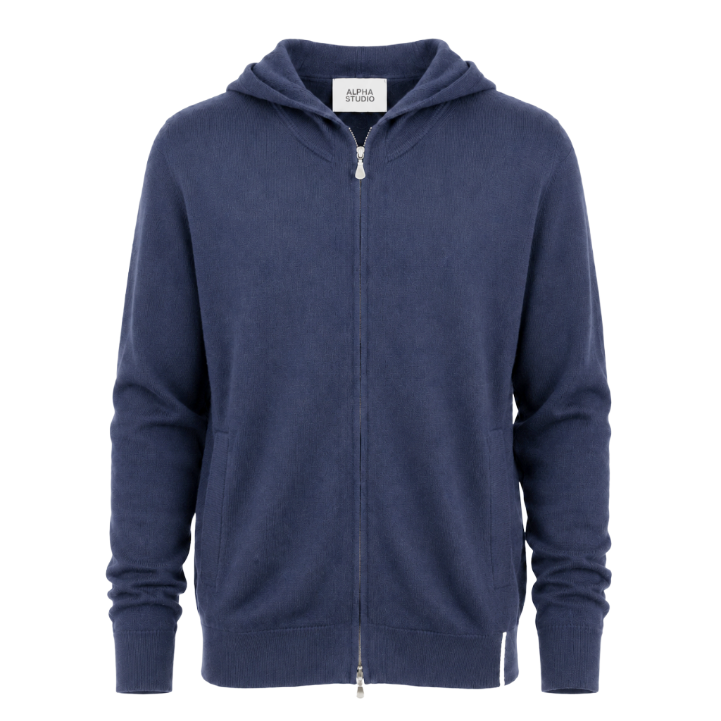 Alpha Studio Man Sweatshirt Zip Geelong Blue