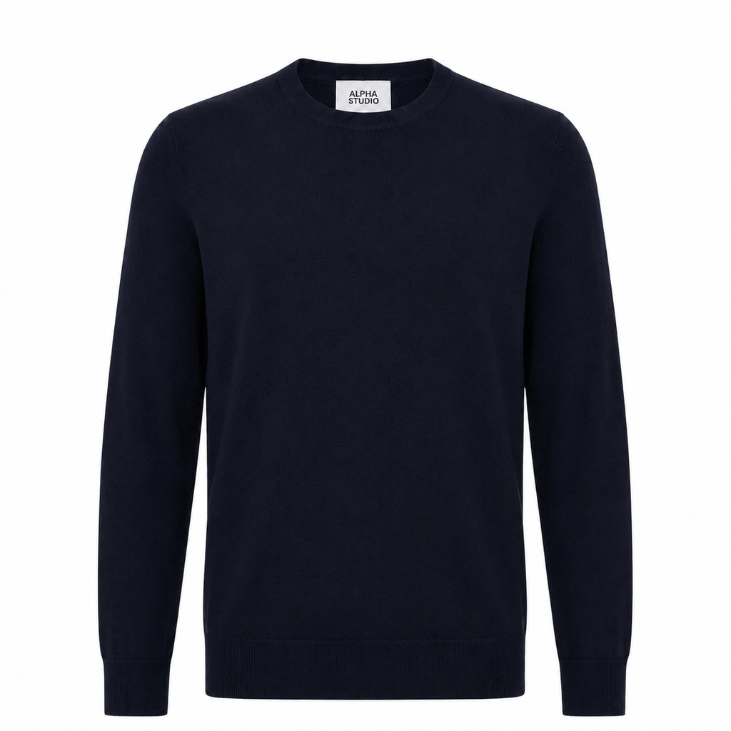 Alpha Studio Man Knit Gircollo Wool Merino Blue