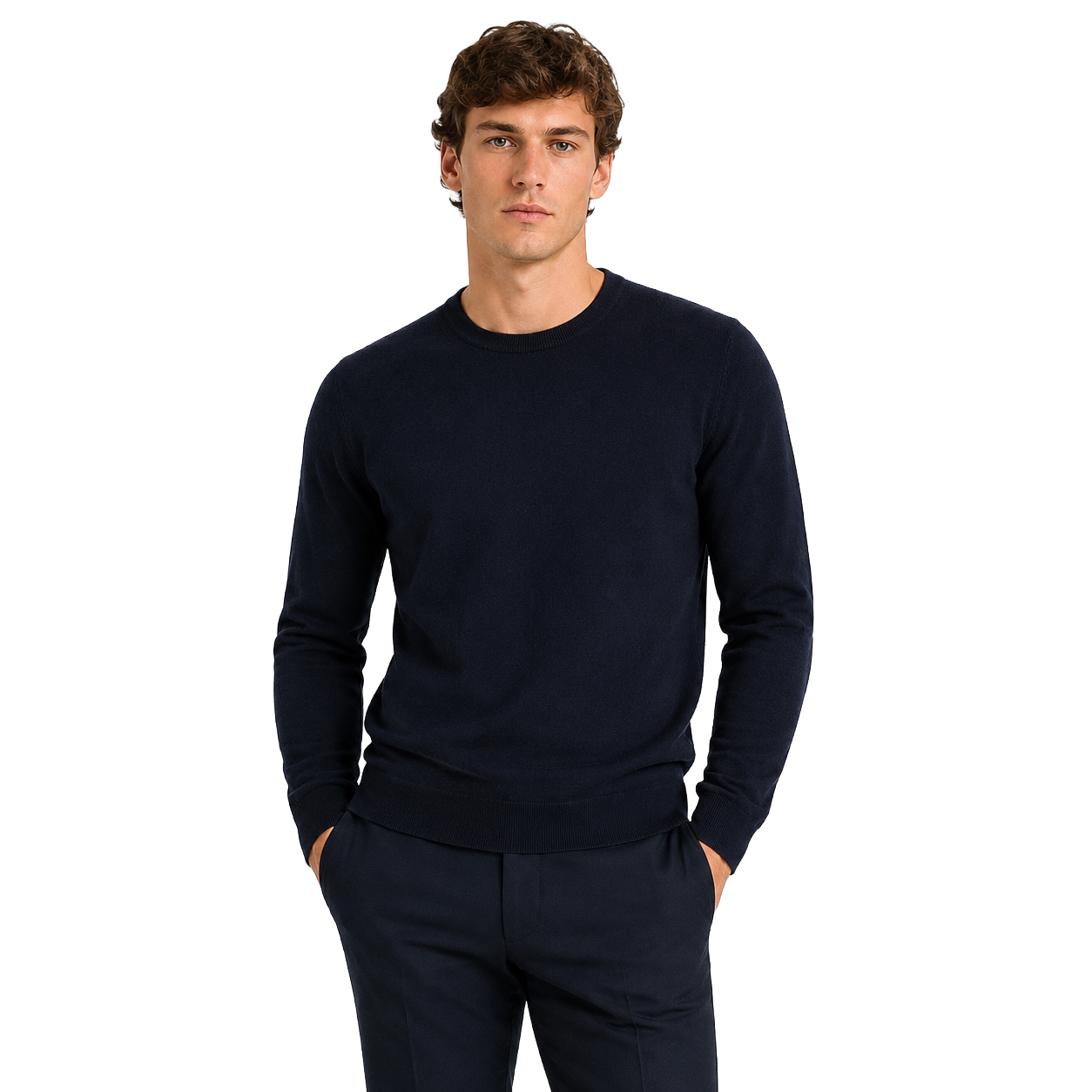 Alpha Studio Man Knit Gircollo Wool Merino Blue