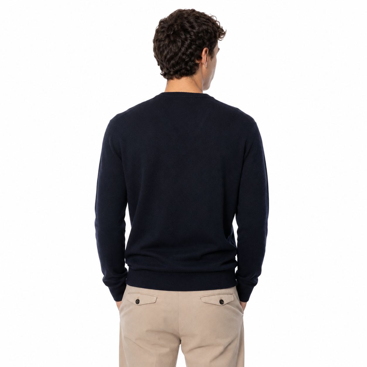 Alpha Studio Man Knit V-Neck Blue