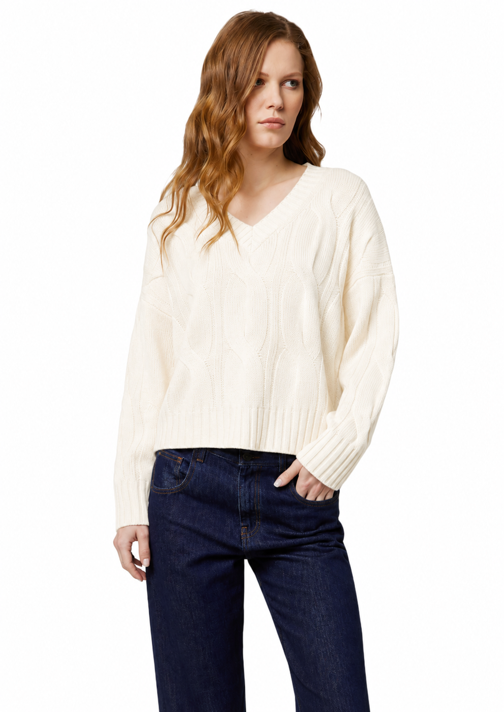 Alpha Studio Woman Boxy Weaving Sweaters White